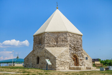 Fototapeta na wymiar Building of the Eastern Mausoleum, a monument of the times of the Volga Bulgaria (14th century). Shot in Bolgar, Russia