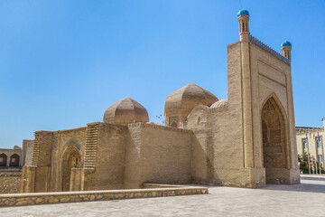 Panorama of Magok-i-Attari Mosque, most old building in Bukhara, Uzbekistan. Entrance to building...