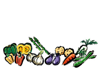 野菜セット手描き和風イラスト