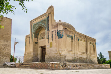 Fototapeta na wymiar Building of the mausoleum of Buyan-Quli-Khan in Bukhara, Uzbekistan. Built in 1358 for the ruler of the Chagatai Khanate
