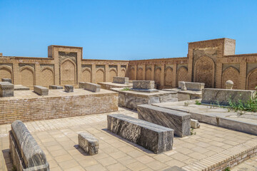 Fototapeta premium Panorama of medieval Muslim tombs in the Chor Bakr memorial complex, Bukhara, Uzbekistan