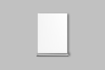 Blank table tent isolated on a grey background. 3D Promotional Table Tent Mockup Template for A4 display. Cards to advertise your business or promote special sales. Marketing materials. 3d rendering.