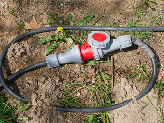 Electric connector on the ground outdoor
