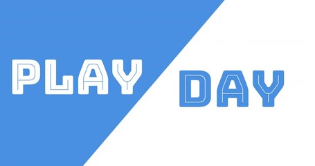 Animation of play over blue and white background