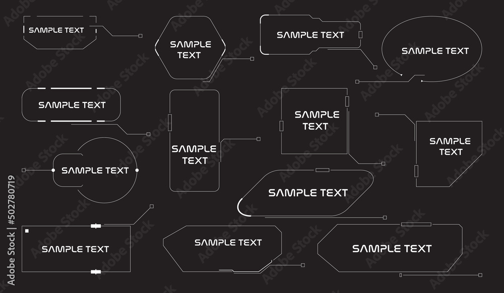 Fototapete Callout text simple titles futuristic simple art object design. HUD UI digital frame for sign, symbol, presentation infographic vector.