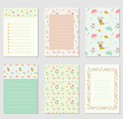 Collection of cute note paper - obrazy, fototapety, plakaty