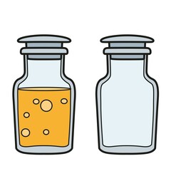 Jars with lapped lids laboratory glassware color variation for coloring page on white background