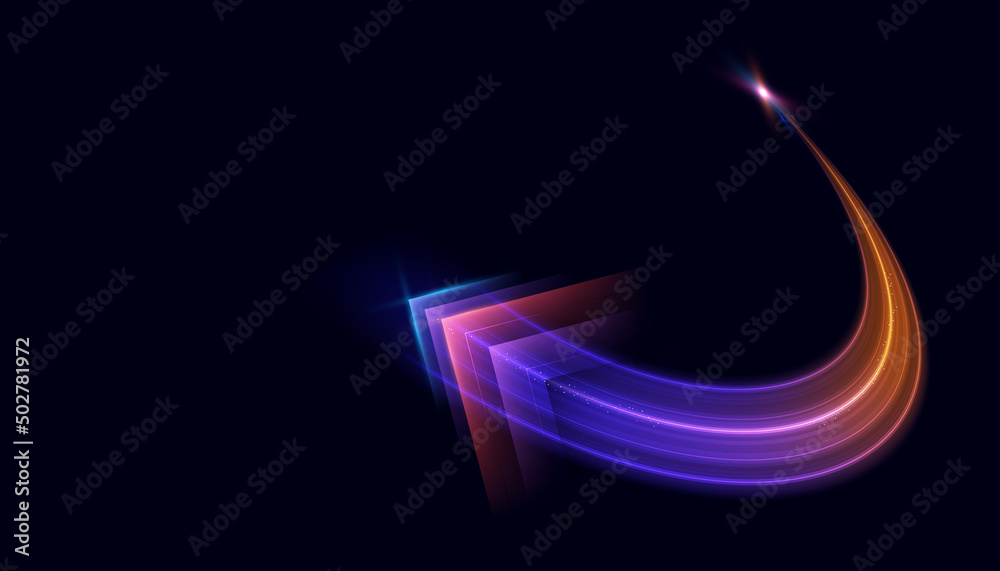 Wall mural modern abstract high-speed arrows light effect movement. a pattern of speed of light moving in an ar