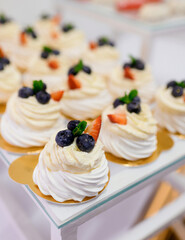 Candy bar table with cakes and desserts