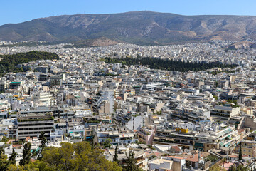 Fototapeta na wymiar Expansive panoramic view of Athens, Greece