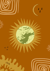 Abstract A4 Summer banner vector illustration hand-drawn. Suitable for poster, fabric, web elements