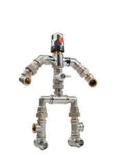 robot  plumber of brass pipeline fitting