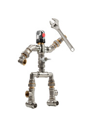 robot plumber of set, many brass pipeline fitting with autoproportioner