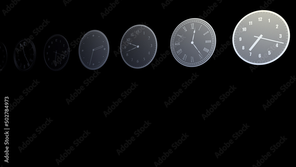 Wall mural time flow images with analog clock cg illustration.