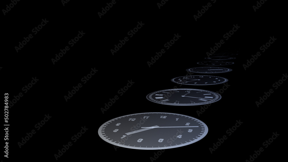 Wall mural time flow images with analog clock cg illustration.