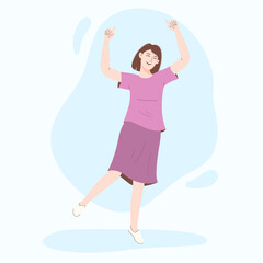 Naklejka premium Young woman dancing, character vector illustration