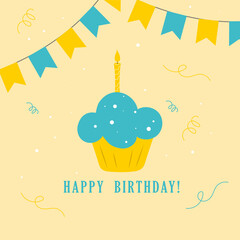 Birthday card with a bright cupcake