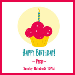 Birthday invitation with a cupcake