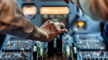 Fotobehang piloten in een cockpit in een vliegtuig © cameris