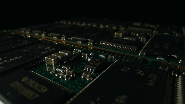 Printed circuit board with electronic components.
