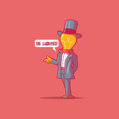 Light Bulb character vector illustration. Mascot, inspiration, funny design concept.