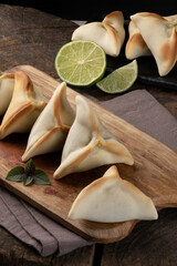 Close up of delicious meat sfiha.