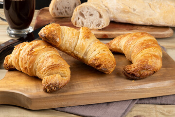 Focus on delicious salty croissant.
