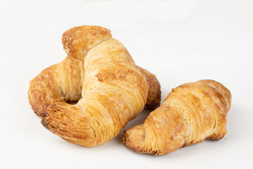 Salty croissant isolated on white background.