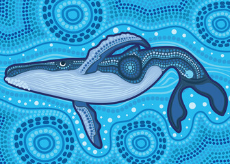 Whale aboriginal dot art - Vector © rashmisingh