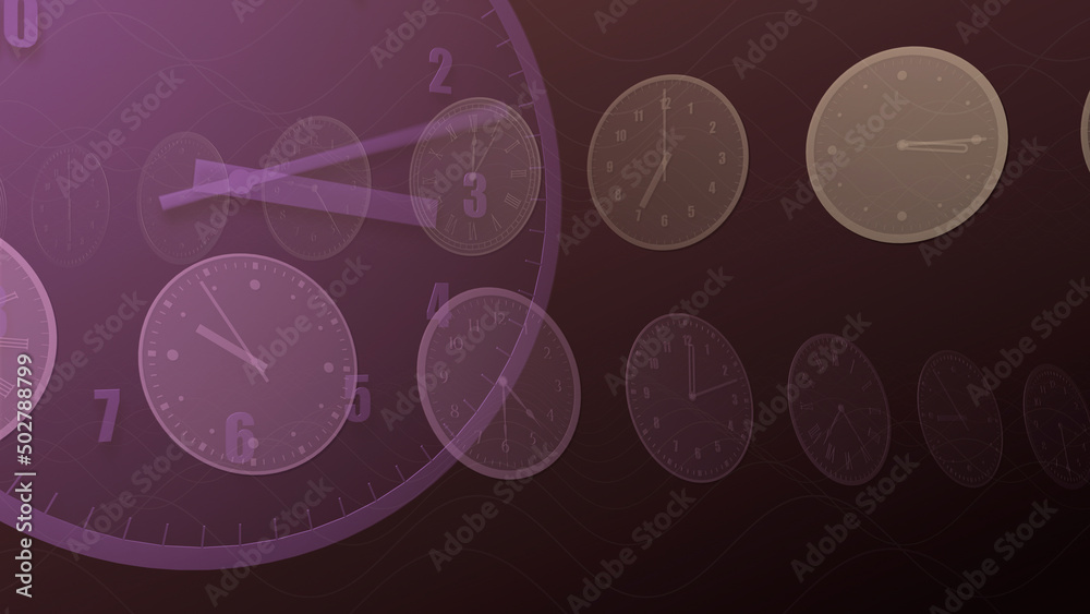 Wall mural time flow images with analog clock cg illustration.