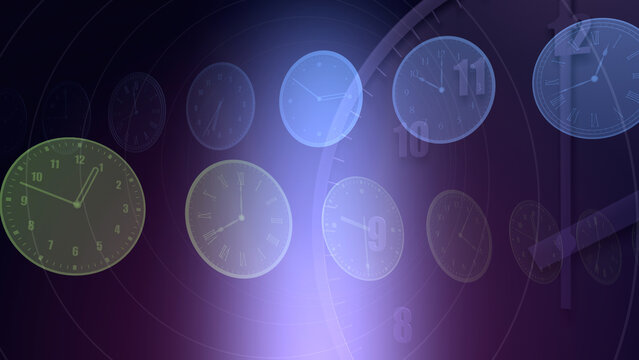 Time flow images with analog clock CG illustration.