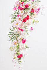 Obraz na płótnie Canvas beautiful pink and white flowers on white background
