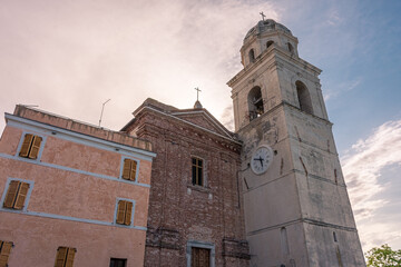 Sunset over the church of Sirolo, Italy