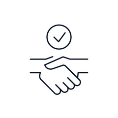 Obraz premium Partnership or mutual trust, handshake concept, negotiation compromise. Vector icon isolated on white background.
