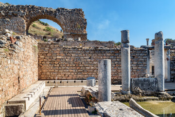 Scenic ruins of the latrines of Ephesus (Efes) at Turkey