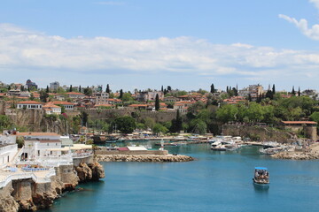 view of the port by the sea in Antalya Turkey