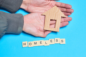 Cardboard house, homeless housing and home protecting insurance concept