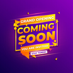 Fototapeta premium Grand opening coming soon sale poster sale banner design template with 3d editable text effect