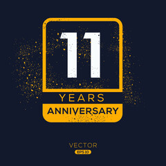 11 years anniversary celebration template, Vector illustration. - obrazy, fototapety, plakaty