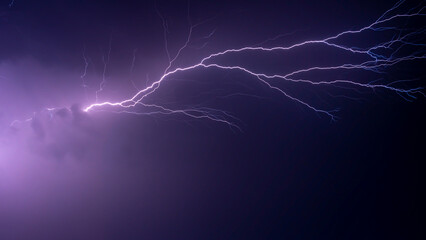 lightning, Thunderbolt, thunderstorm in the night sky in the Indian village