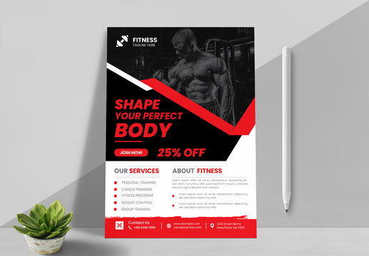 Gym Flyer Layouts with Red and Black Accents