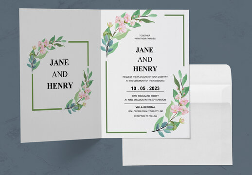 Invitation Layout with Botanical Accents