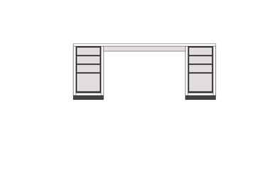 Office desk, computer workspace, writing worktable, 2D vector, home Interior furniture, flat illustration icon, table outline and filled graphic
