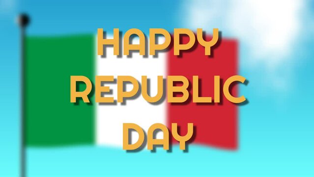 Happy republic day clip on blur Italy background. Clip for Italy national day.