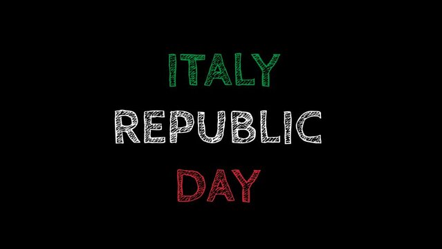Italy republic day lettering clip art isolated on black background.