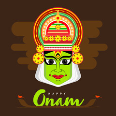 Kerala festival - Happy Onam Kathakali illustration 