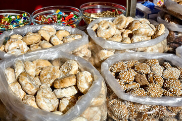 Typical Sicilian biscuits taralli and other aniseed biscuits