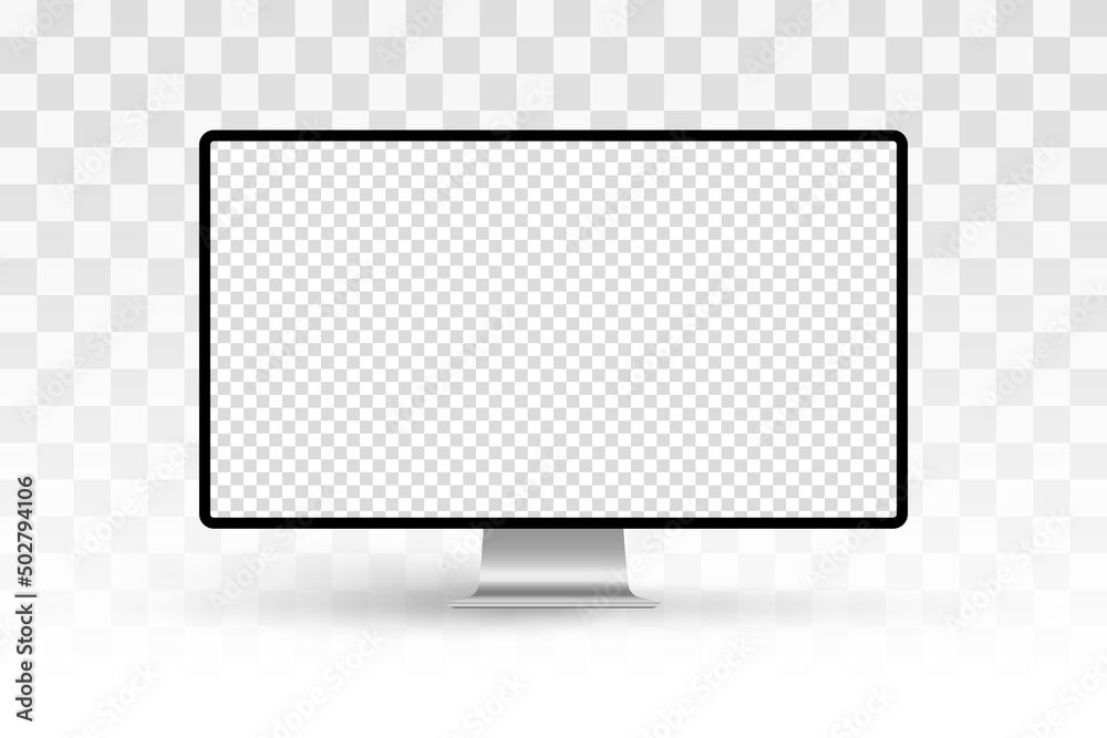 Wall mural computer monitor vector mockup with transparent screen isolated on transparent background