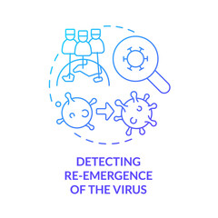 Detecting reemergence of virus blue gradient concept icon. International cooperation against covid abstract idea thin line illustration. Isolated outline drawing. Myriad Pro-Bold font used