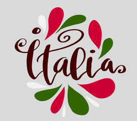 Italia hand drawn lettering vector illustration